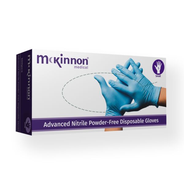 McKinnon Medical Large Advanced Blue Nitrile Powder-Free Non-Sterile Examination Gloves (Box 100) Thumbnail